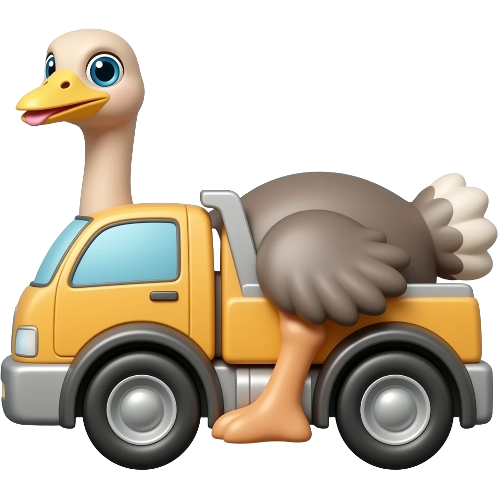 Ostrich toy truck emoji