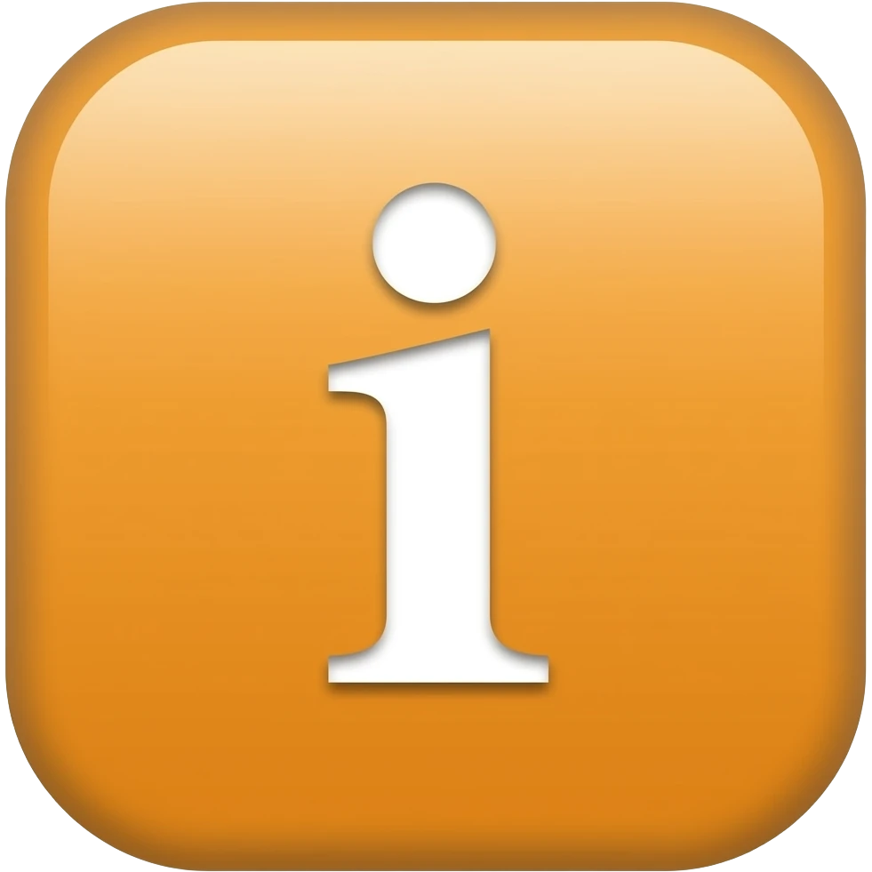 Emoji de un signo de información ℹ️ que diga I en forma de un cuadro con I minúscula y que el cuadro sea anaranjado emoji