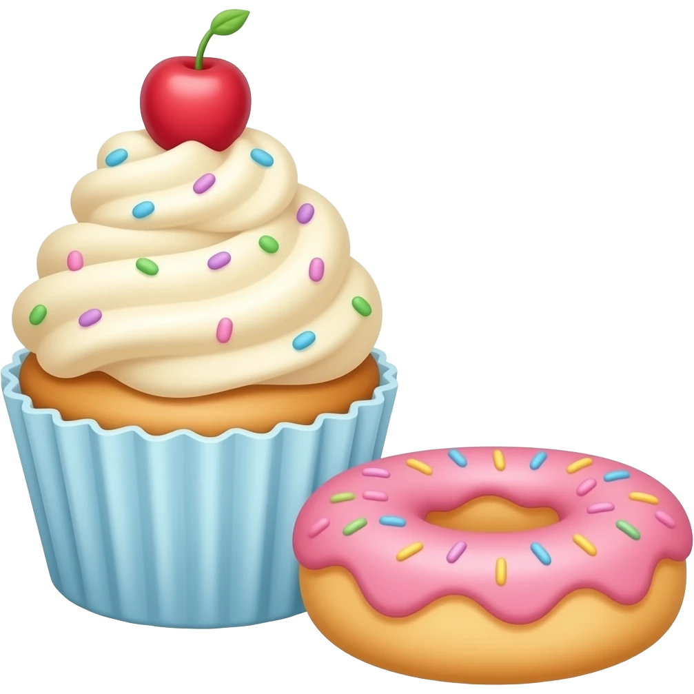 cupcake and donut emoji