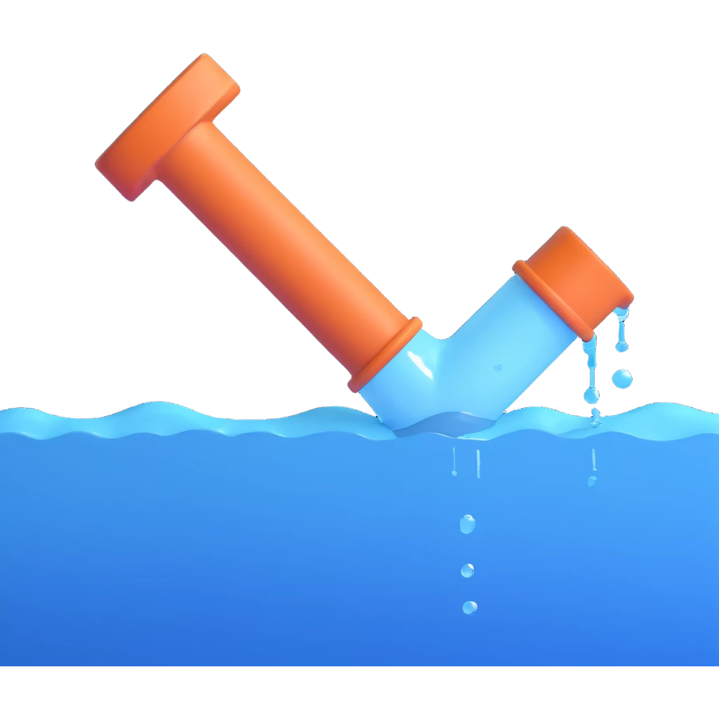 
3D render of a cracked pipe with water dripping from it, Pixar-style, clean and realistic, soft reflections, isolated on white background, professional and colorful

 emoji