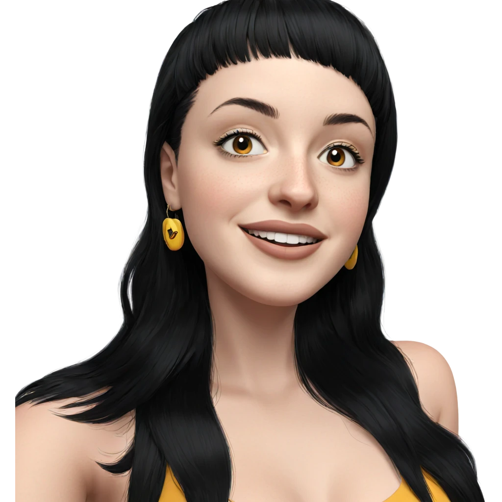 smiling girl with black hair emoji