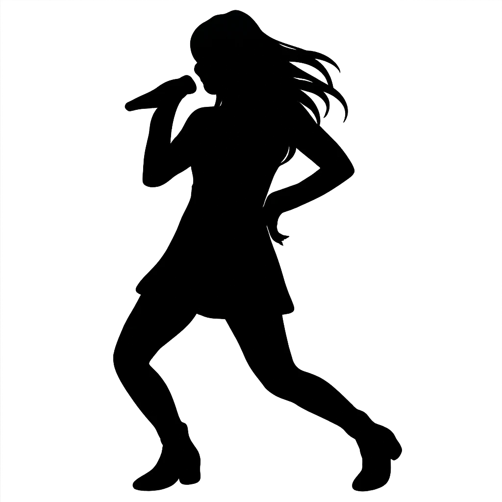 kpop idol silhouette, dynamic pose, no background emoji