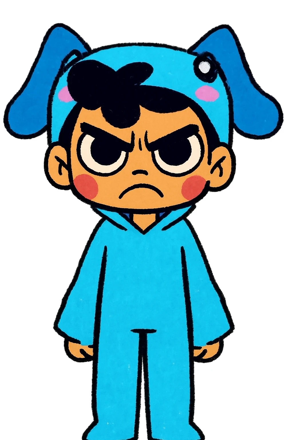 Keep the picture quality and style exactly the same as the original image. Edit the character to have an angry expression, preserving all details and style. emoji