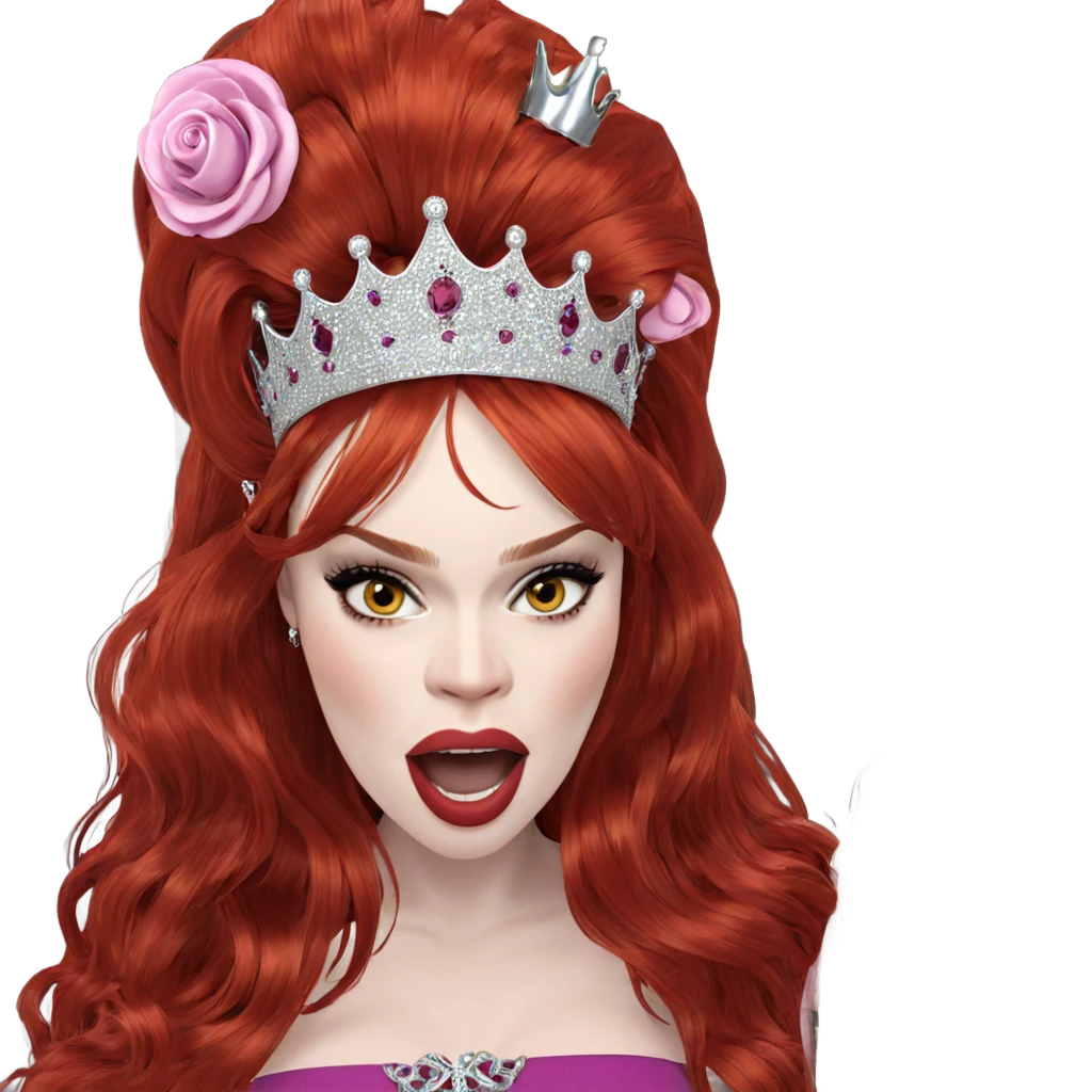 red-haired girl with crown emoji