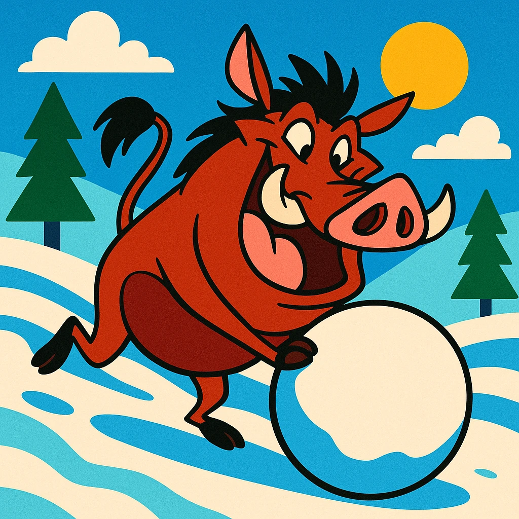 pumbaa rolling snowball emoji