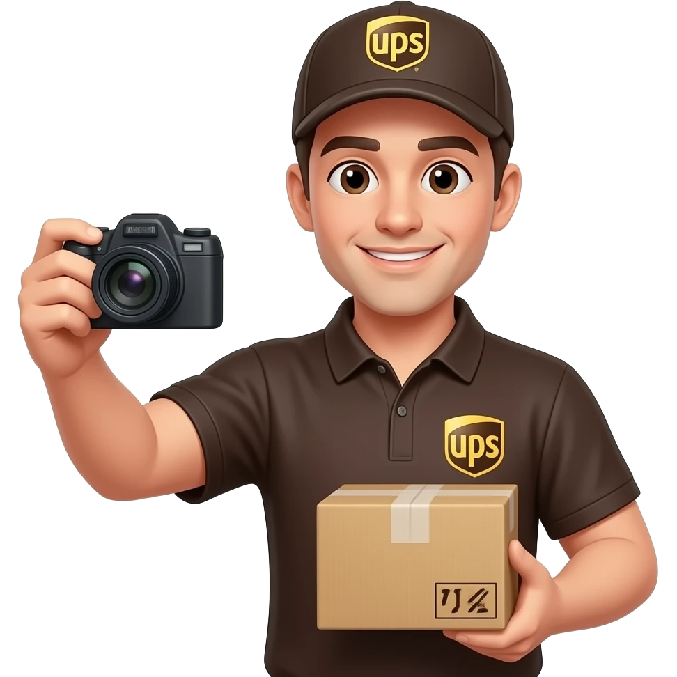Delivery man shoot a Ups pakket emoji
