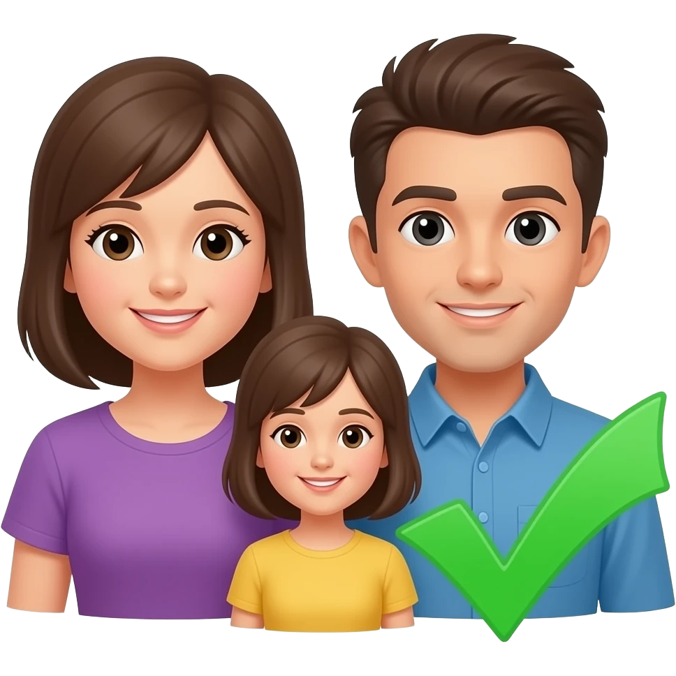 family emoji with a tick to assure the family is protected emoji