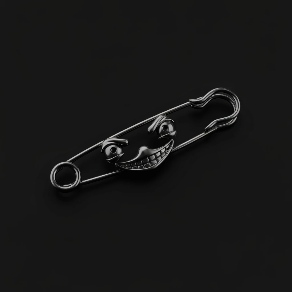 goth safety pin, cute, expressive, minimal emoji