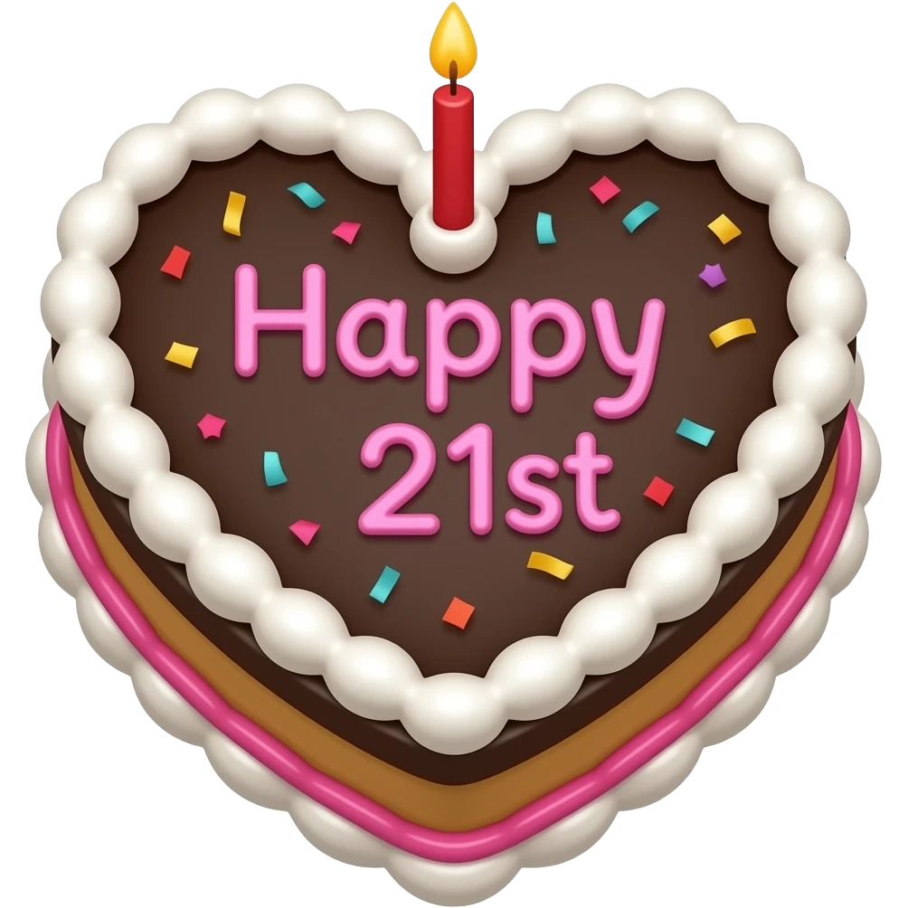 HAPPY 21st birthday cake HEART SHAPE emoji