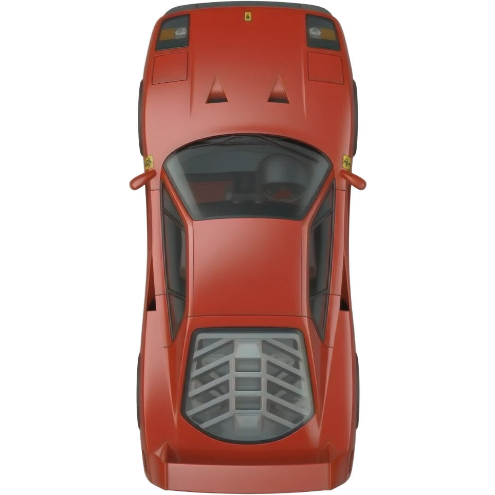 perfect proportions, of a Ferrari F40, top view, in red, emoji