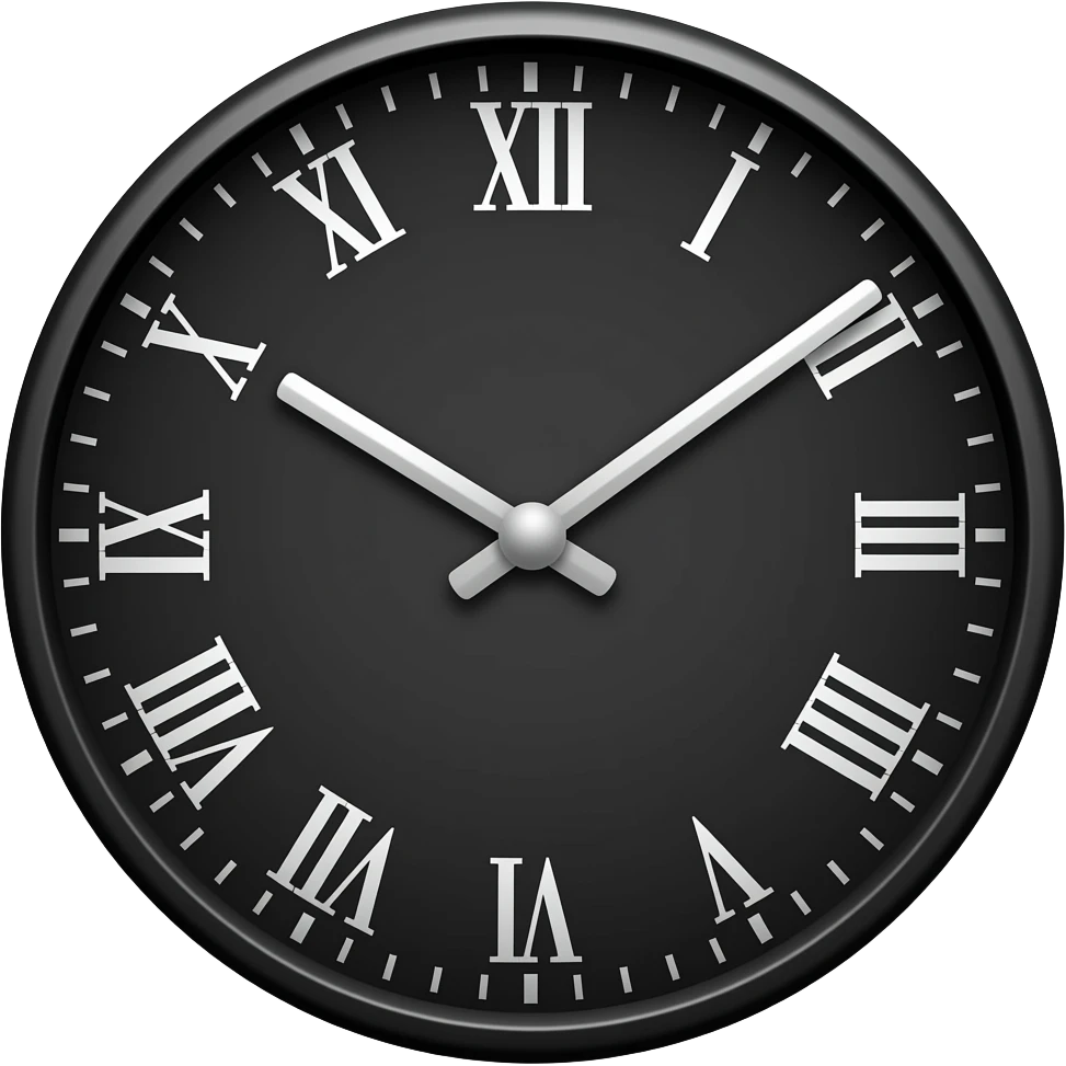 a black and white clock face emoji