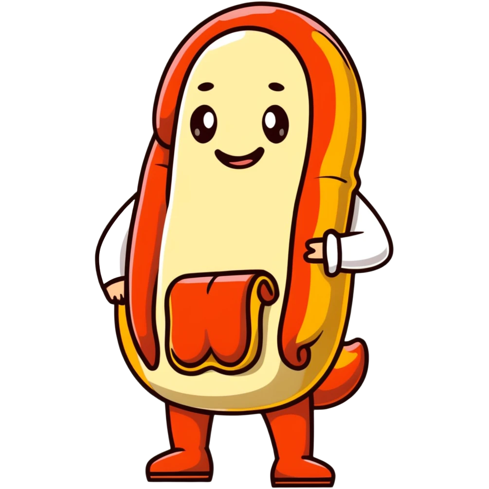 A black man with a hotdog suit emoji