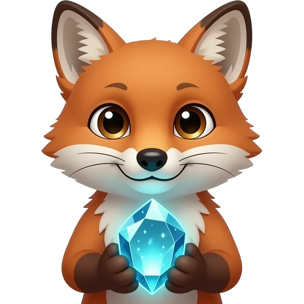 fox holding big Magical Stone front facing closeup emoji