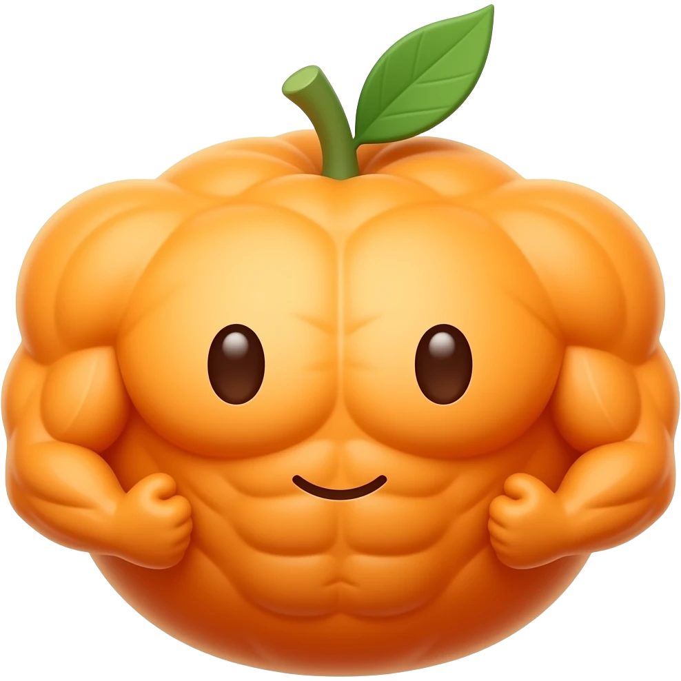 a cute orange that shows off its muscles emoji