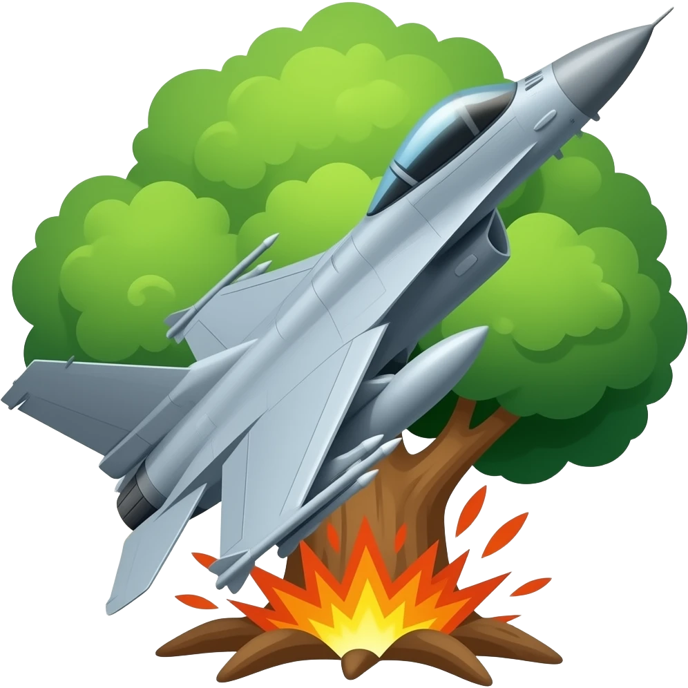 FIGHTER JET HITTING A TREE PARRELL emoji