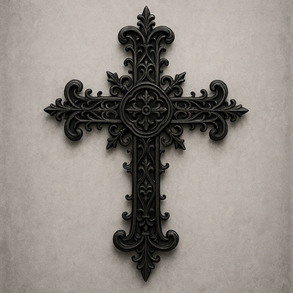 gothic black ornate cross with intricate details emoji