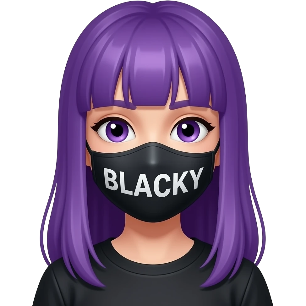 girl with long purple hair with a MASKTOK CALLSIGN BLACKY sign emoji