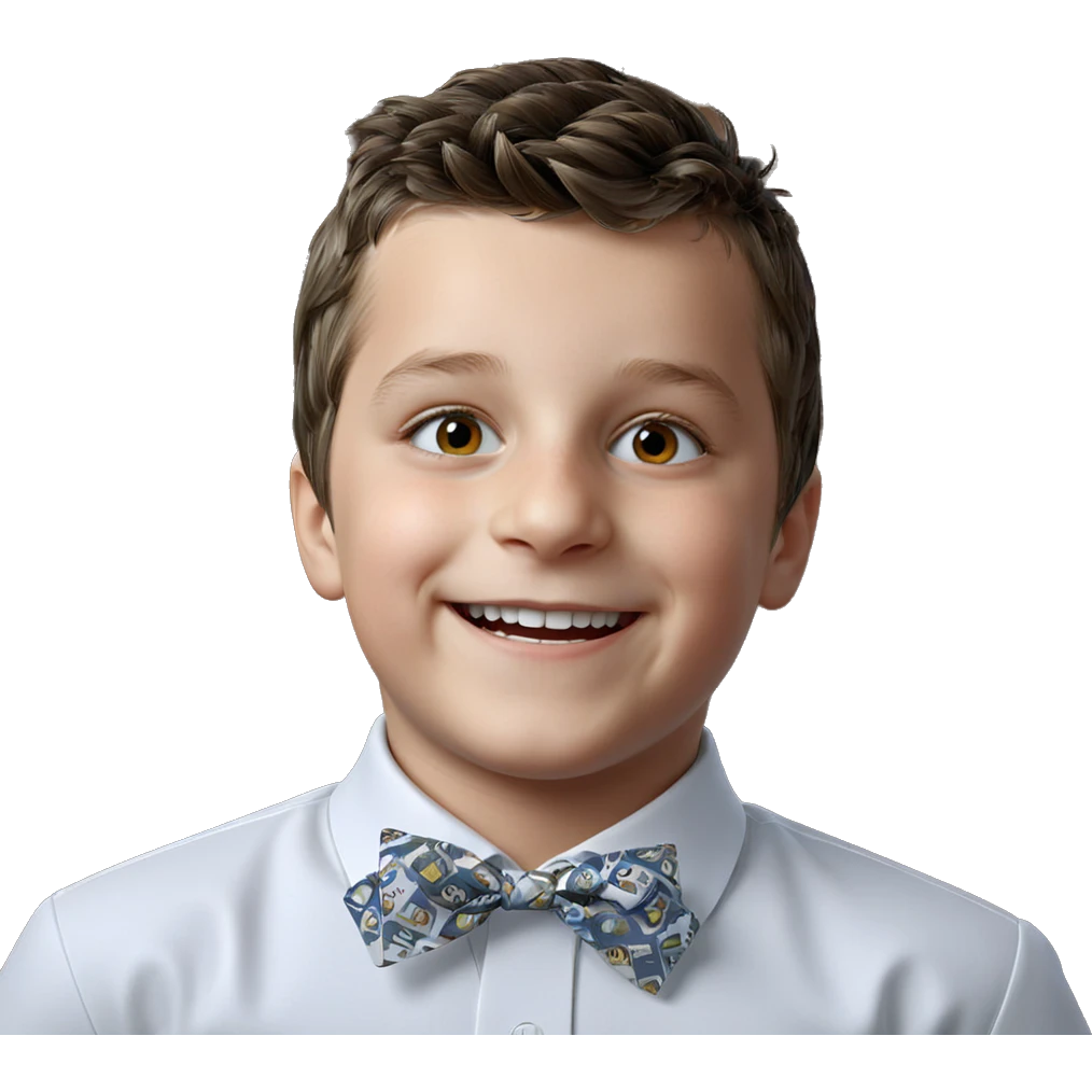 smiling boy in white shirt emoji