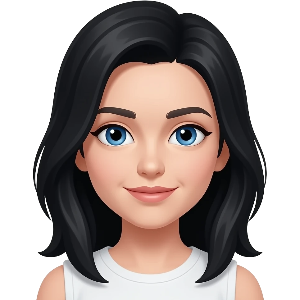 Black hair, white skin, blue eyes emoji