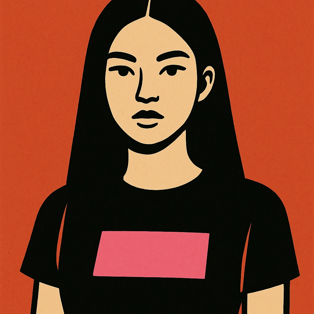 BLACKPINK-inspired object, black and pink colors, modern and neutral illustration, flat black beige style emoji