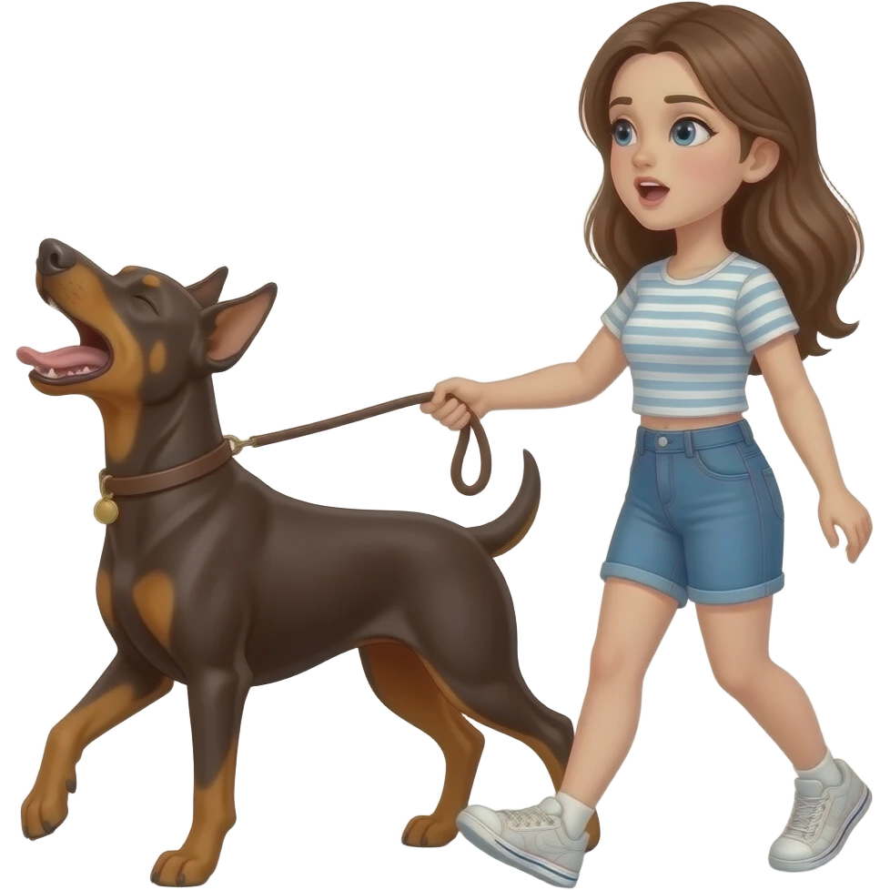 Howling at the moonhttps://www.emojis.com/emoji/white-girl-with-brown-hair-walking-a-brown-dobberman-dog-on-leash-KTMGOgb68VQ emoji