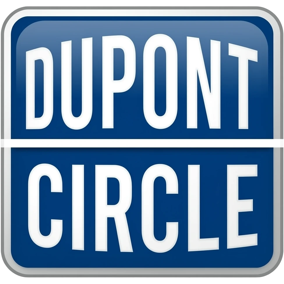 the words DUPONT CIRCLE written in all caps, BOLDED, on seperate lines, Dark blue text, no background emoji