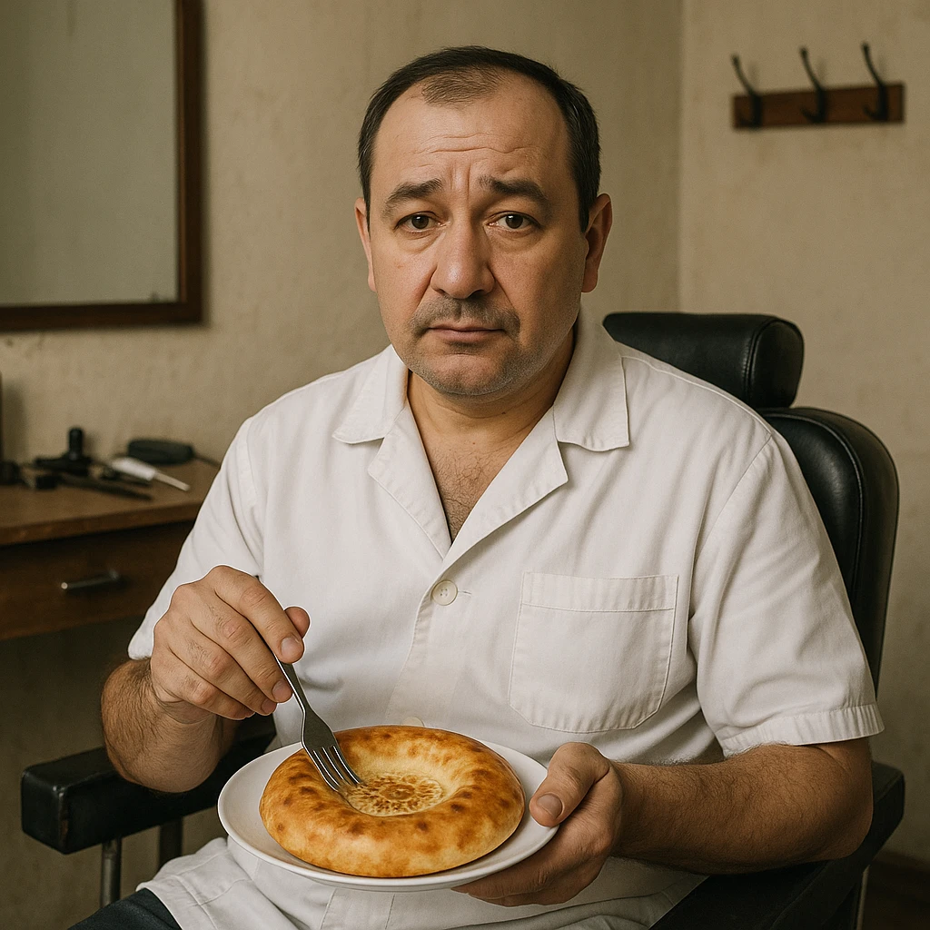 sartarosh xonada shunchaki tarelka v vilka ushlab utirsin tarelkada esa faqat uzbekcha non bulsin kayfiyati xam urtacha bulsin xursan bob ketmasin emoji
