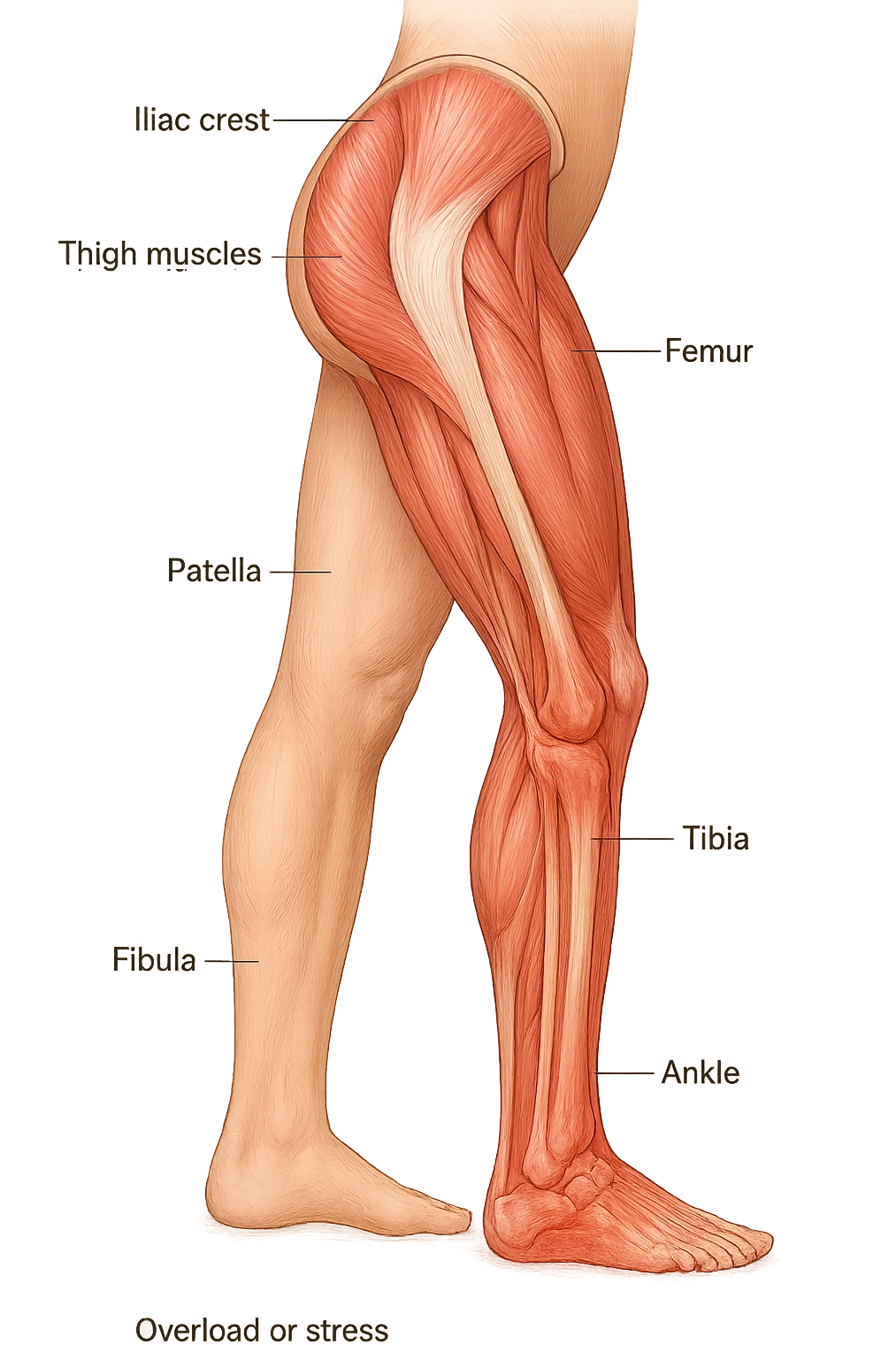 FOTO IDENTICA PRENDI SPUNTO DALLA FOTO E FAMMI A LIVELLO ANATOMICO LA GAMBA IN SOVRACCARICO emoji