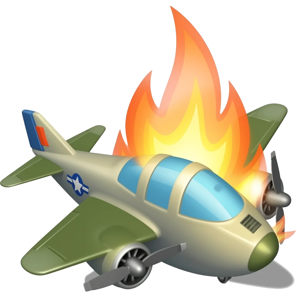 B17 with engine fire emoji
