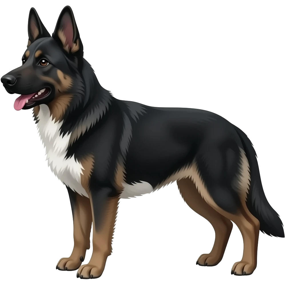 all black german shepherd dog white chest white claws emoji