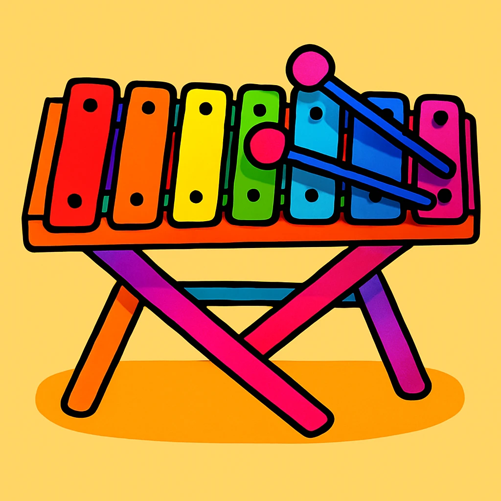 Make this marimba more colorful, keep the vibrant toon style. emoji