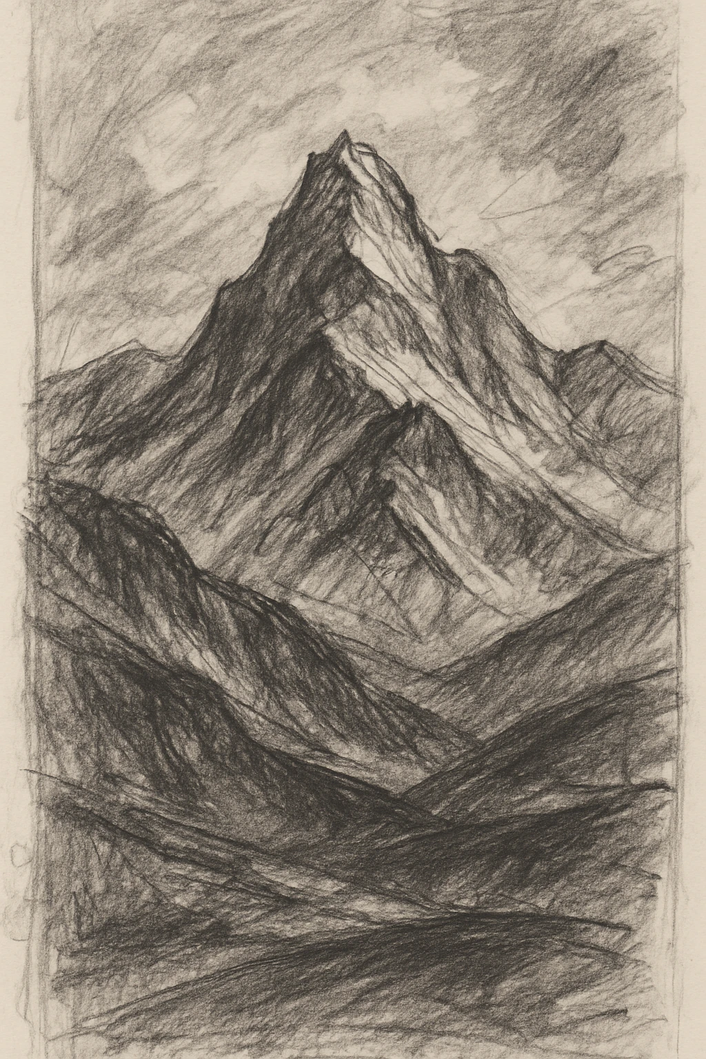 a mountain landscape in pencil sketch style emoji