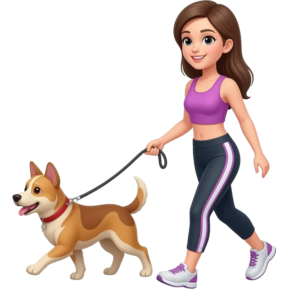 Girl walking dog in active wear emoji