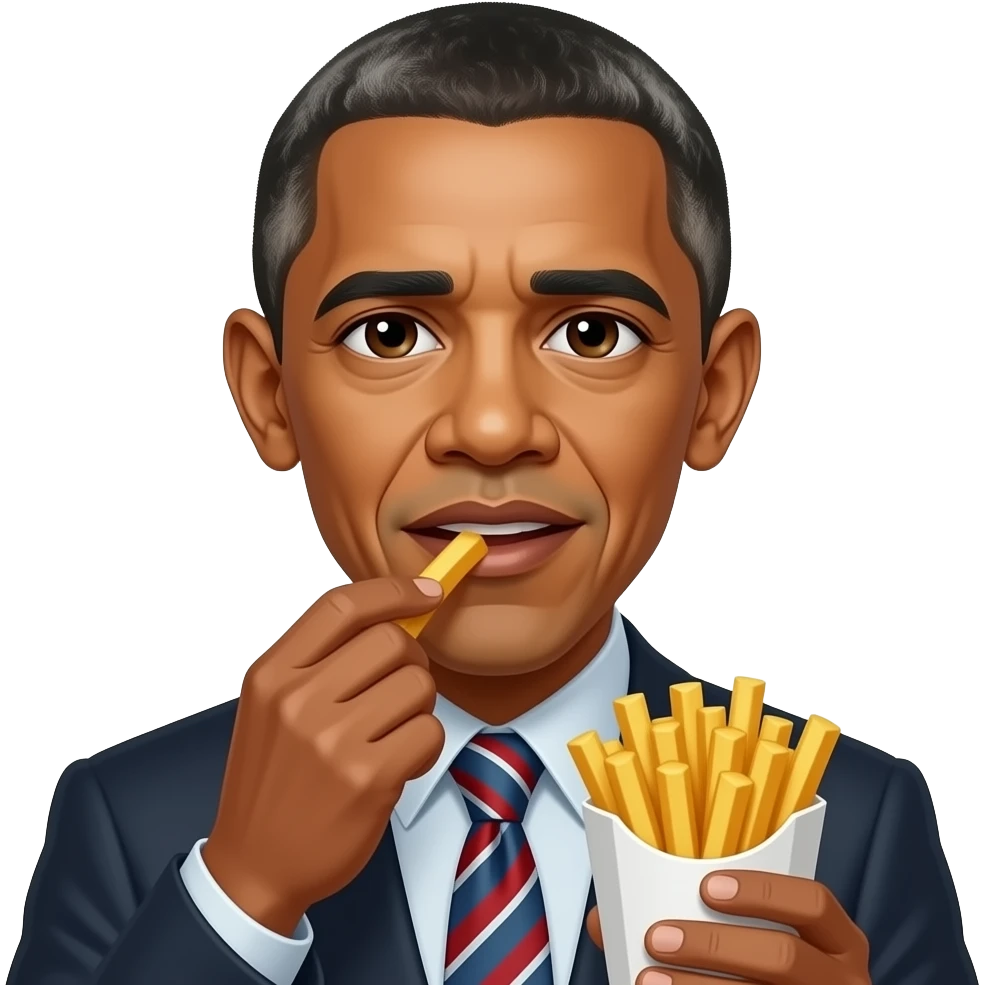 Obama eating french fries emoji