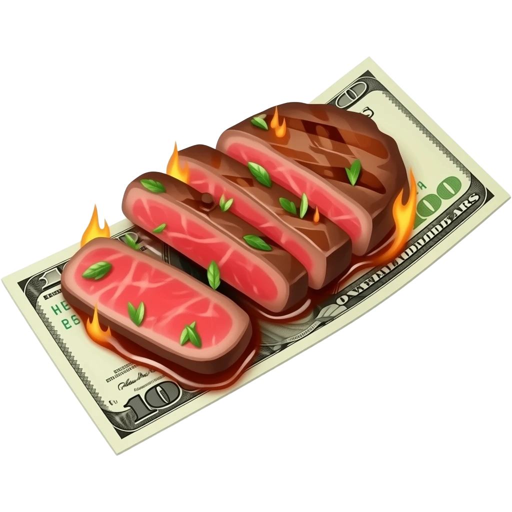 dollar bill with bbq meat on it emoji