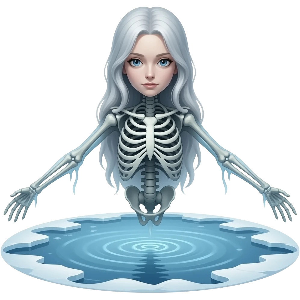 deformed ethereal upper body maiden's corpse hovers over frozen lake - a Gustave Doré piece, depicting traitors frozen in a lake of ice in the ninth circle of Dante's Inferno emoji