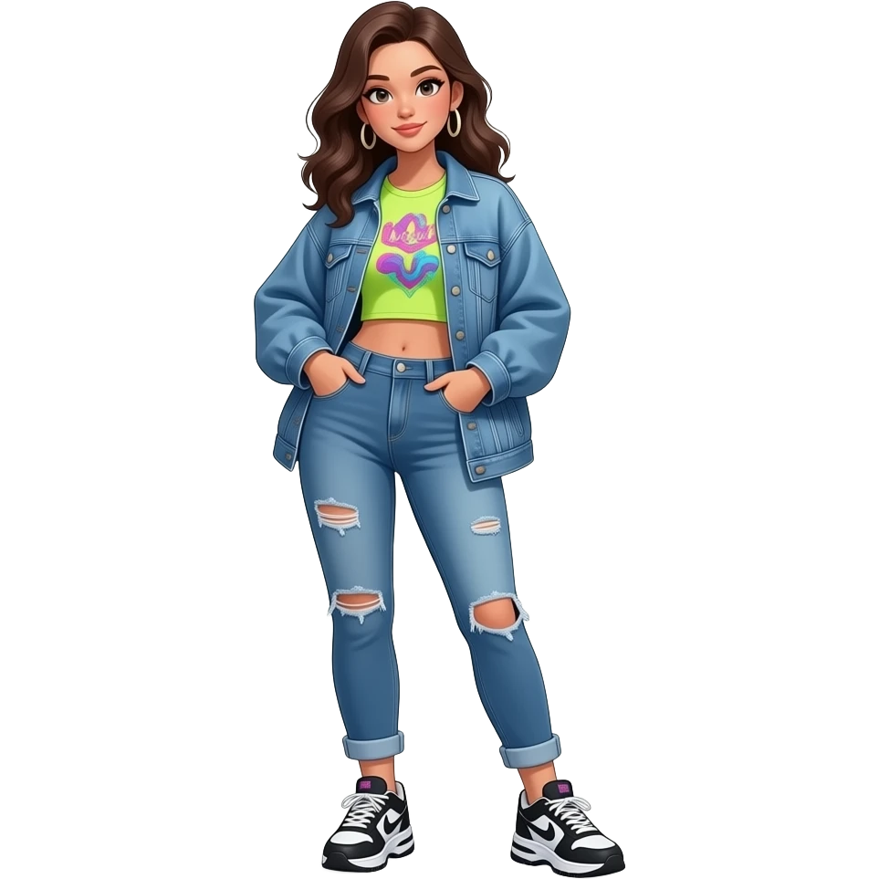 female model off-duty y2k emoji