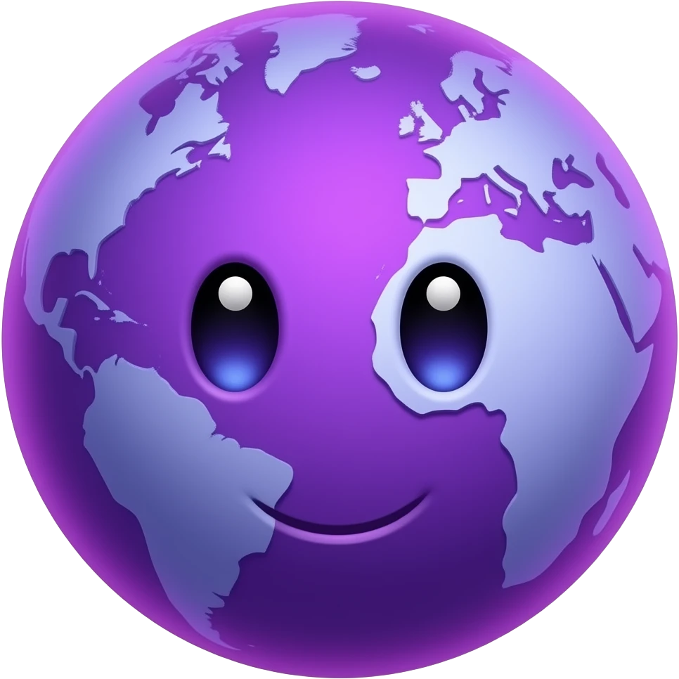 neon purple planet with a face, very beautiful no backgroun emoji