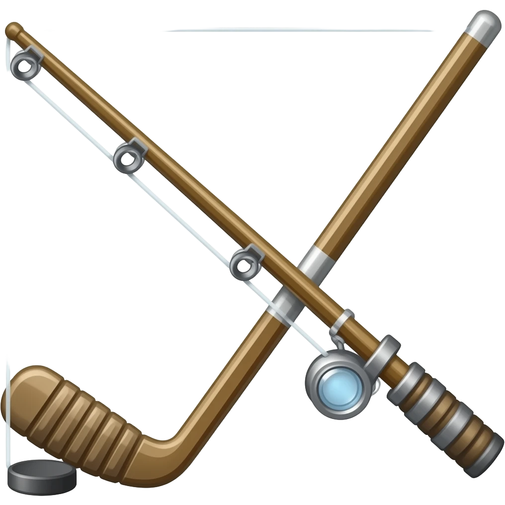 mini hockey stick made into a fishing rod emoji