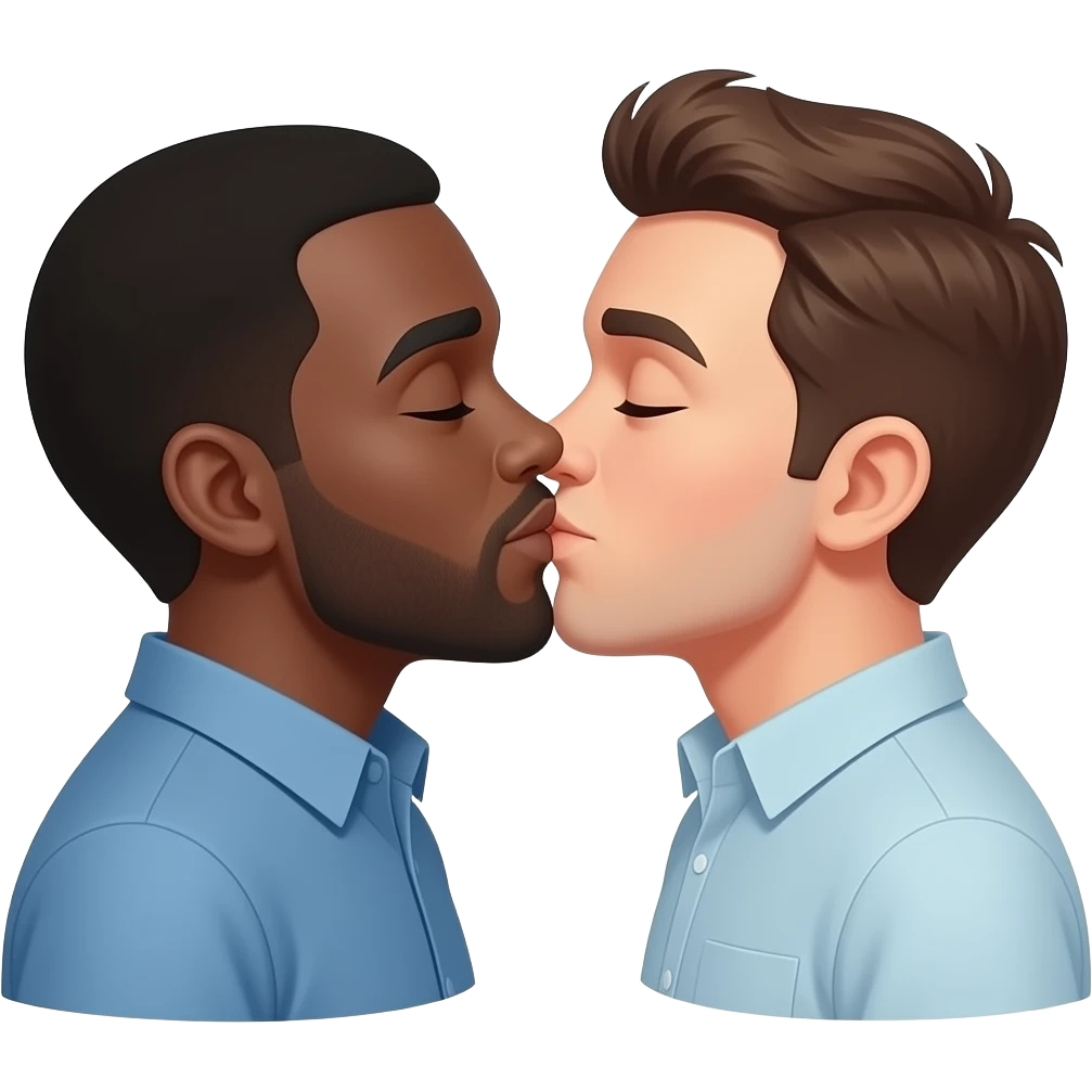 Dos hombres besandose uno negro uno blanco emoji