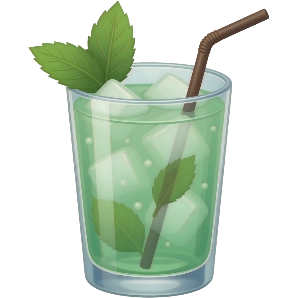 mint cold drink with ice and straw and one mint on the galss emoji