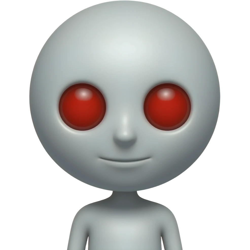 A stickman with big red eyes emoji