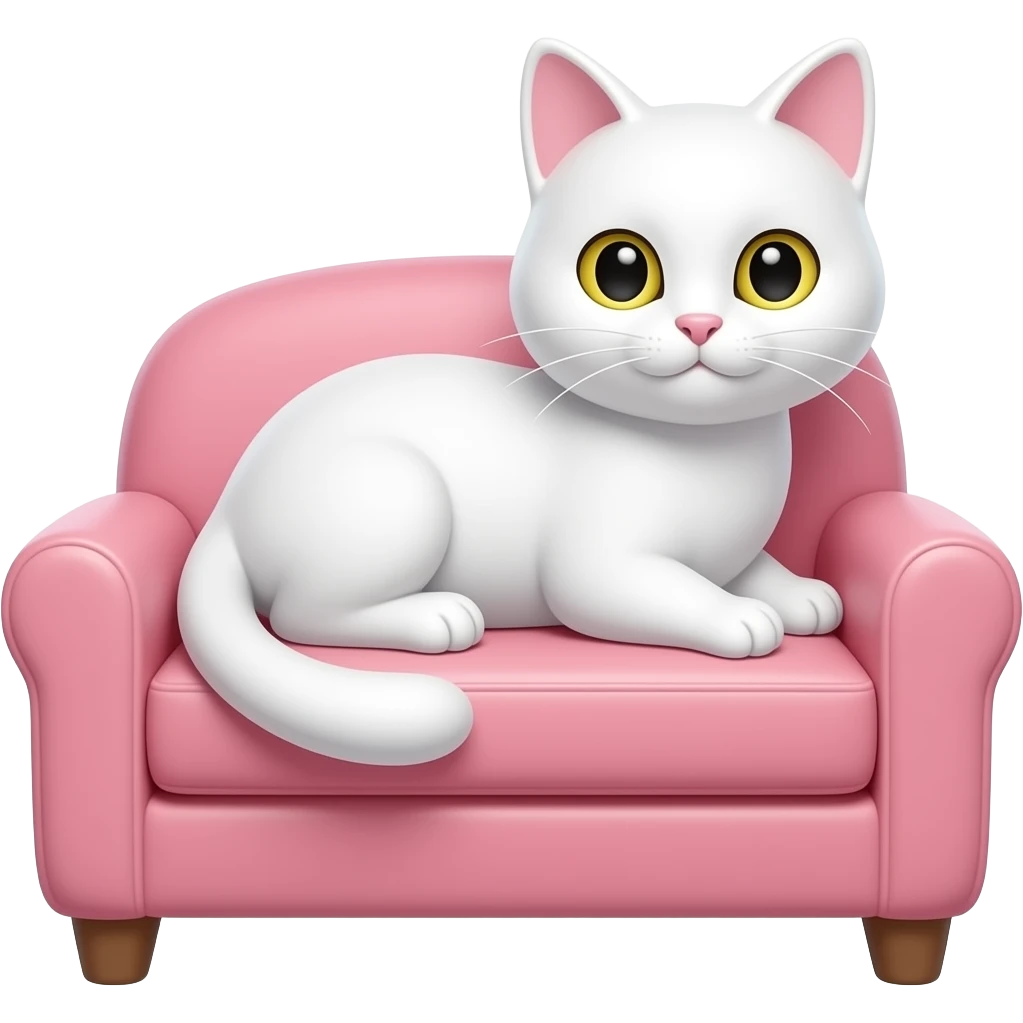 honorable white cat on pink couch emoji