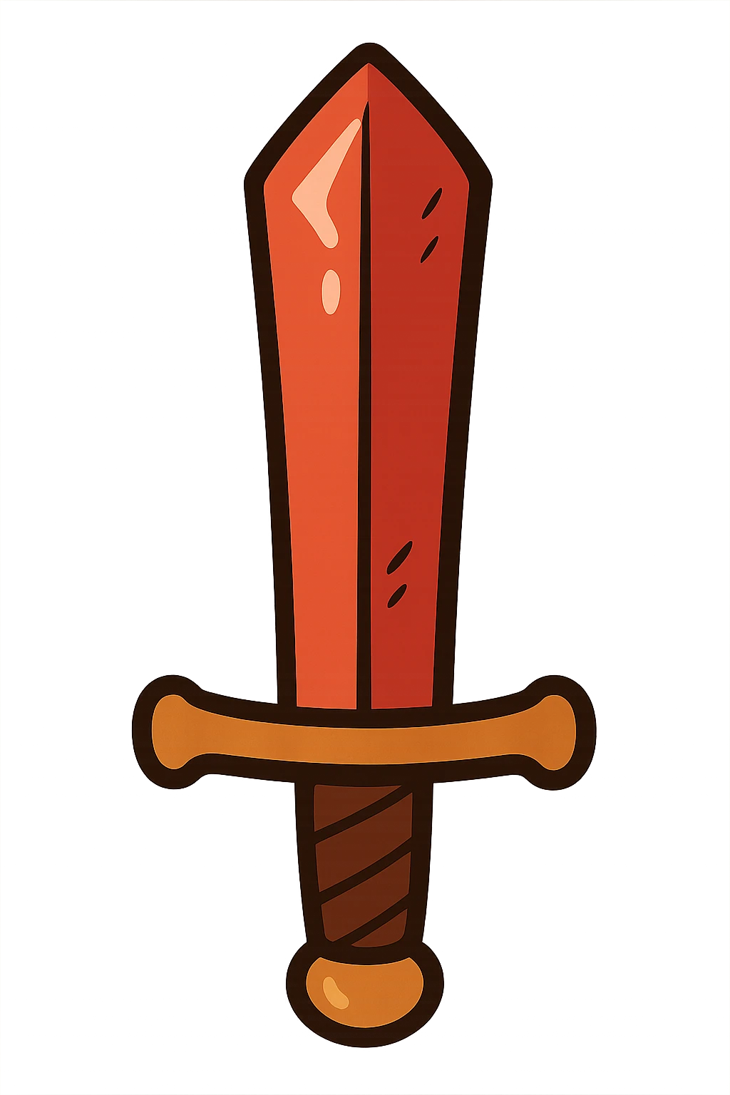 flat design style game icon of a red sword with a shiny blade, clean lines, modern look emoji