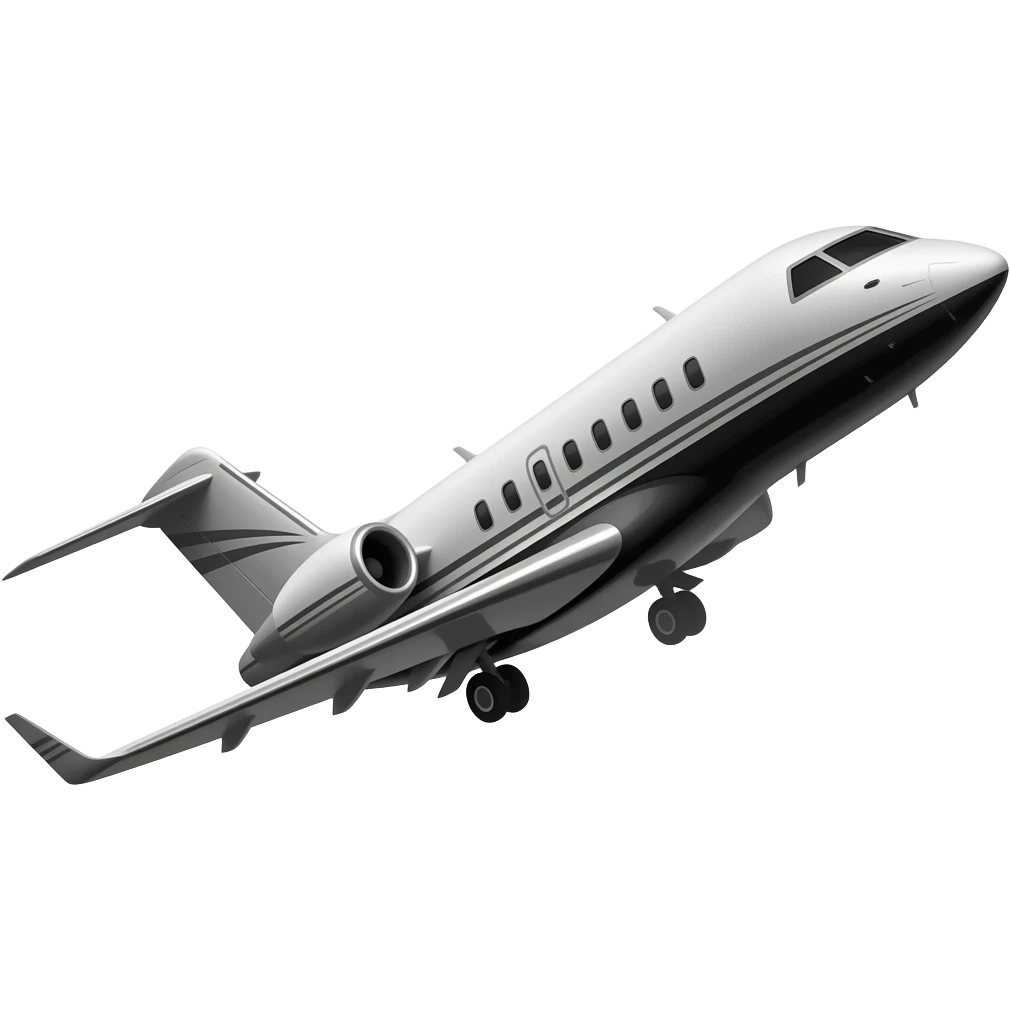 fineline private jet in takeoff black and white simple sideview emoji