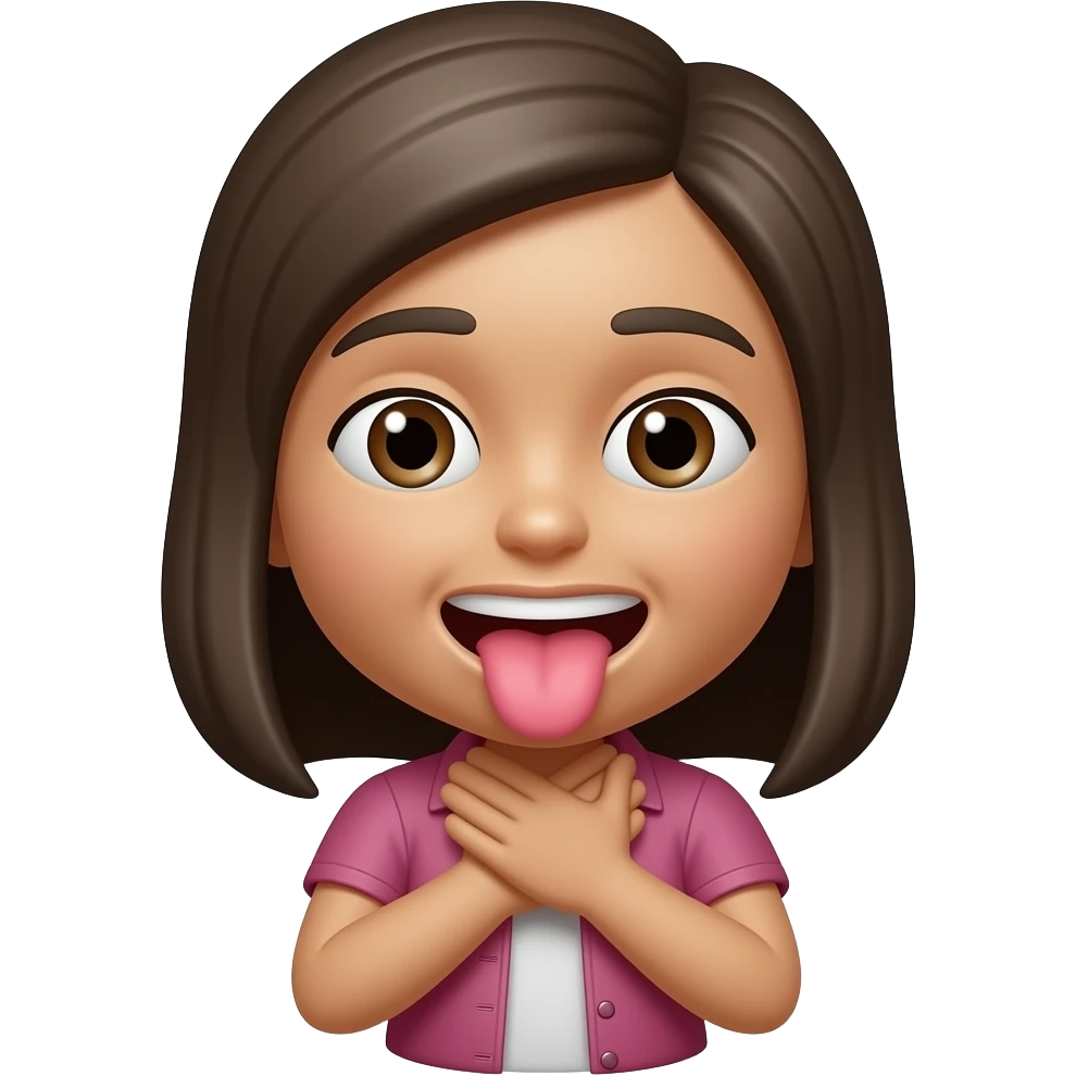 Mad Medium skin iPhone emoji girl Choking self with hands around neck With tongue sticking out emoji