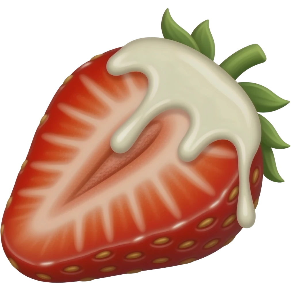 White chocolate dripping out of strawberry slice emoji