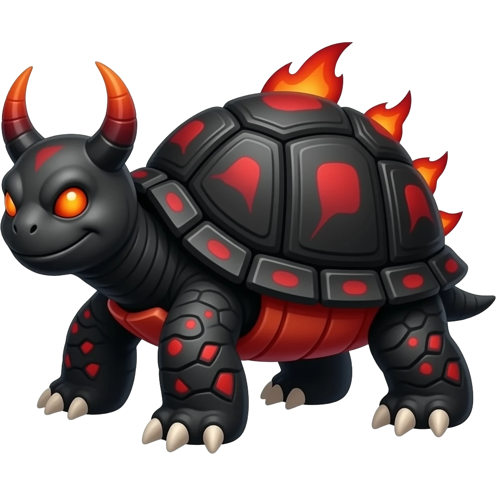 Hellish demonic black turtle with red belly and red edgy stripes emoji