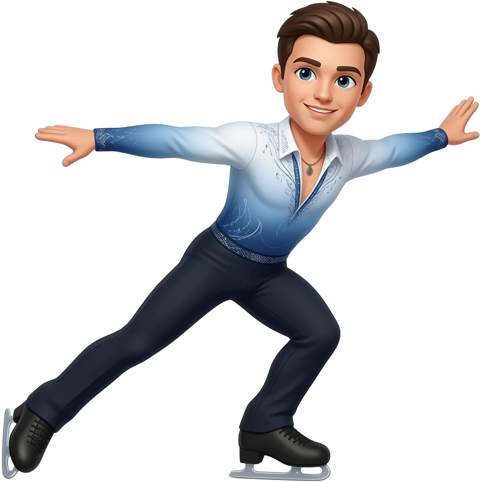 Male USA Olympic figure skater performing emoji