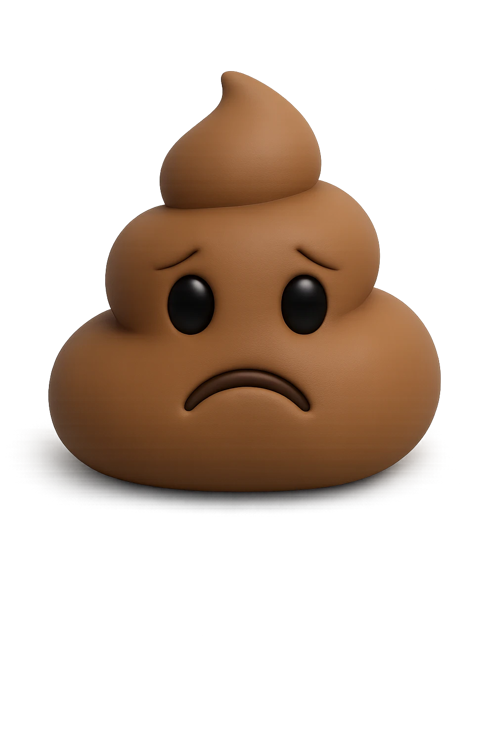 EMOJI STILE IPHONE 3D DI UNA MONTAGNETTA DI FECI A PALLINE CON ESPRESSIONE TRISTE, IPERREALISTICO 4K emoji